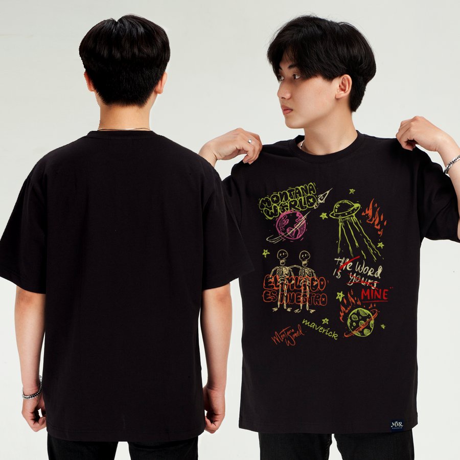 Áo form rộng nam nữ unisex chất ngầu thế giới MVR size rộng tee Mỹ BB4117