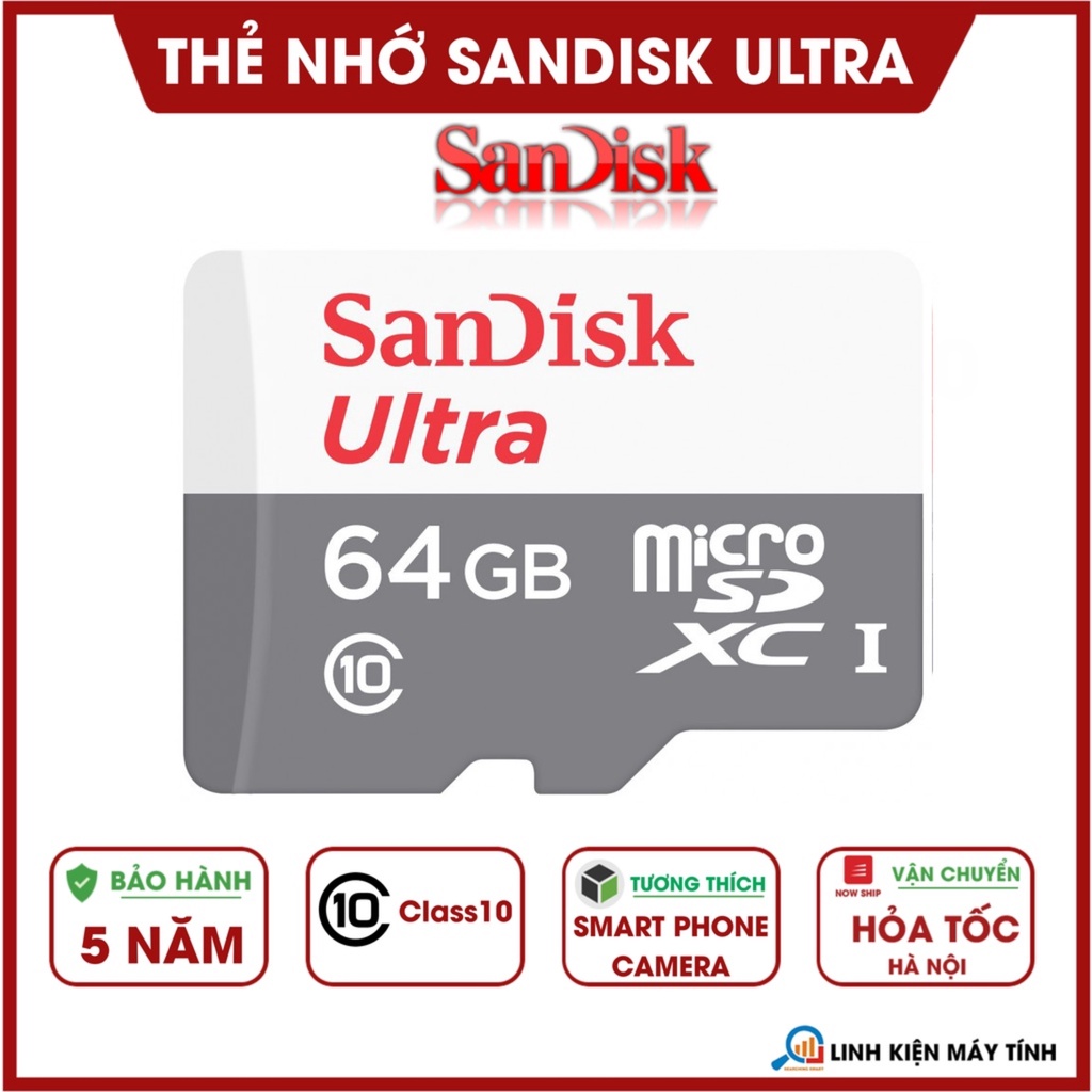 [Giảm giá sốc]Thẻ Nhớ Sandisk 128GB | 64GB MicroSD Ultra nhập khẩu - Cam kết hàng chất lượng - Bảo hành 5 năm !!