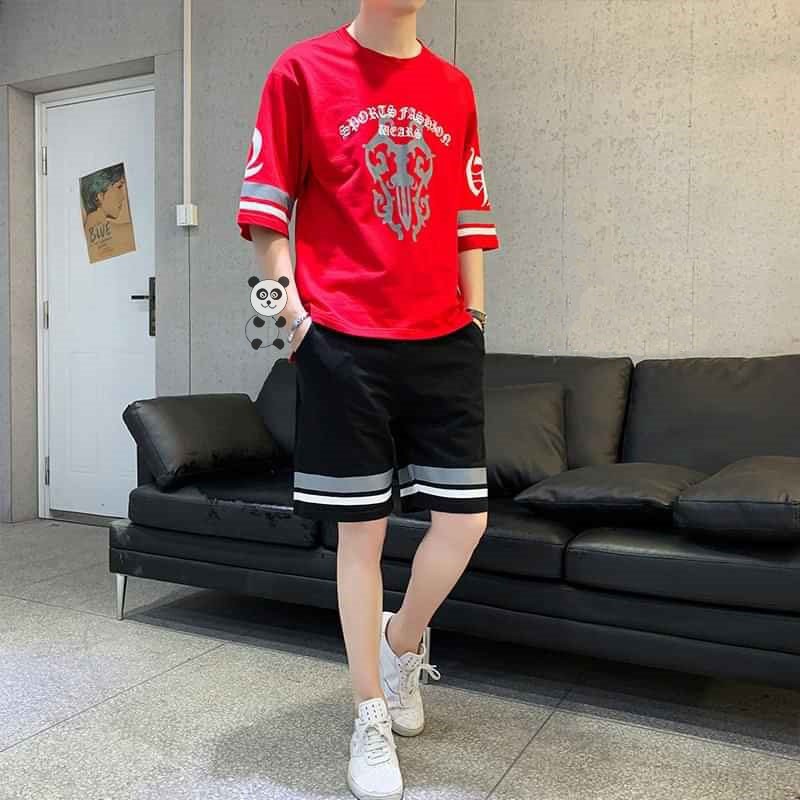 Đồ Bộ Hè Thể Thao Mặc Nhà Nam In Hoa Văn HV02 Tặng 1 KT