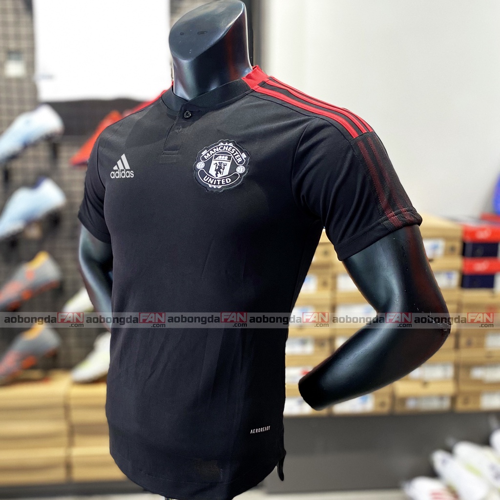 Quần Áo Bóng Đá MU Đen 2022 - Áo Training Man U - Áo Đá Banh Thái Xịn