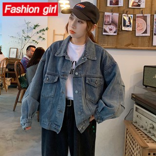 Áo Khoác Denim Dáng Rộng Phong Cách Hip Hop Thời Trang Hàn Quốc