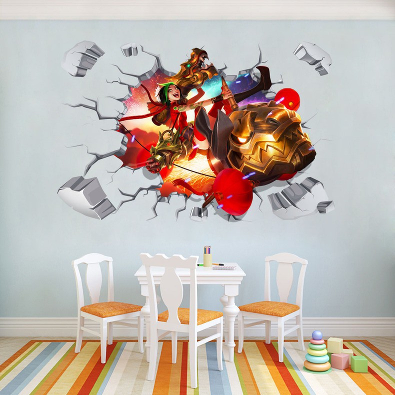 Decal lol Miếng dán Tường LOL - Liên minh huyền thoại Leesin , Jinx , Shaco , Anivia , Khazix , Ezreal