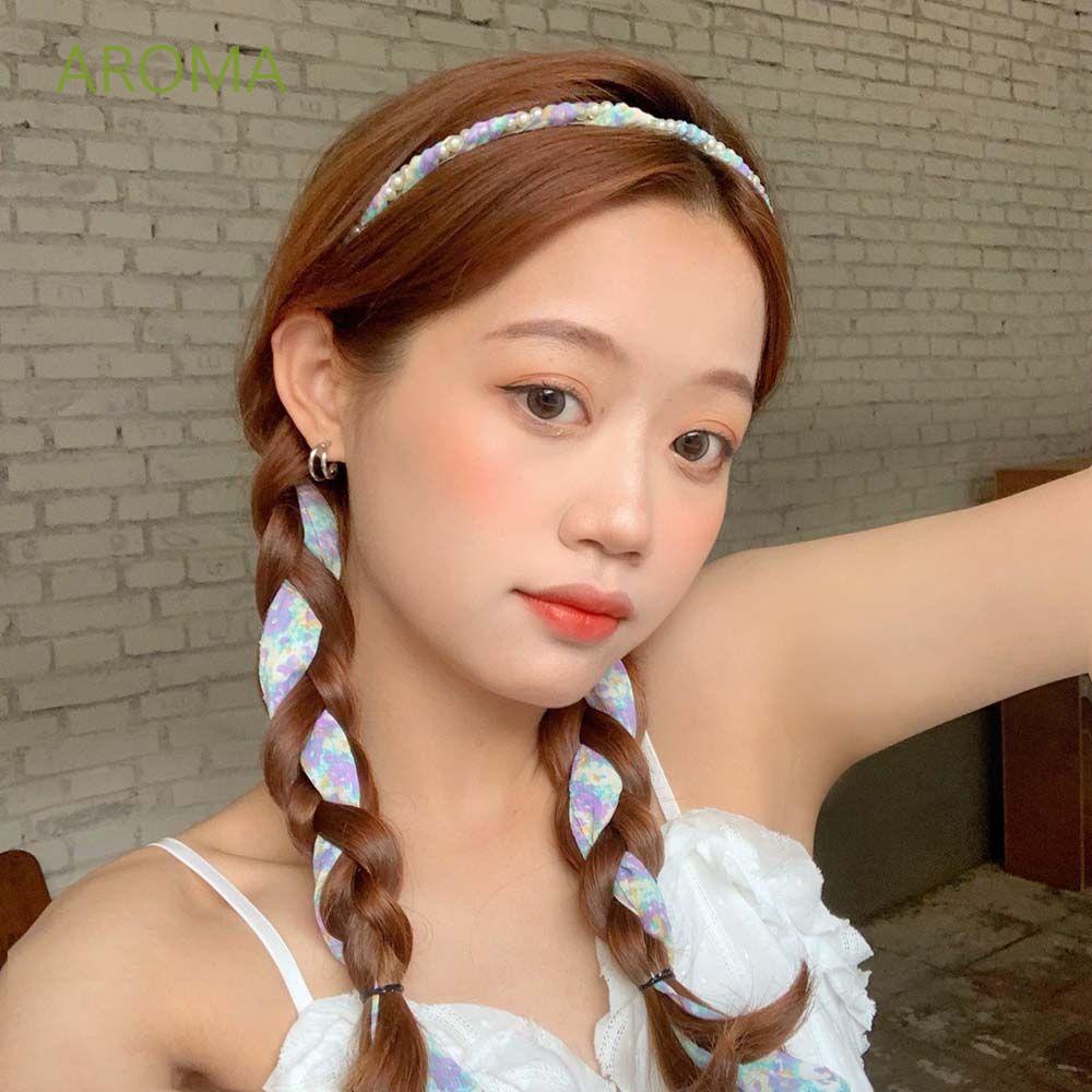 Băng Đô Vải Voan Thắt Nơ Đính Ngọc Trai Dễ Thương Dành Cho Nữ