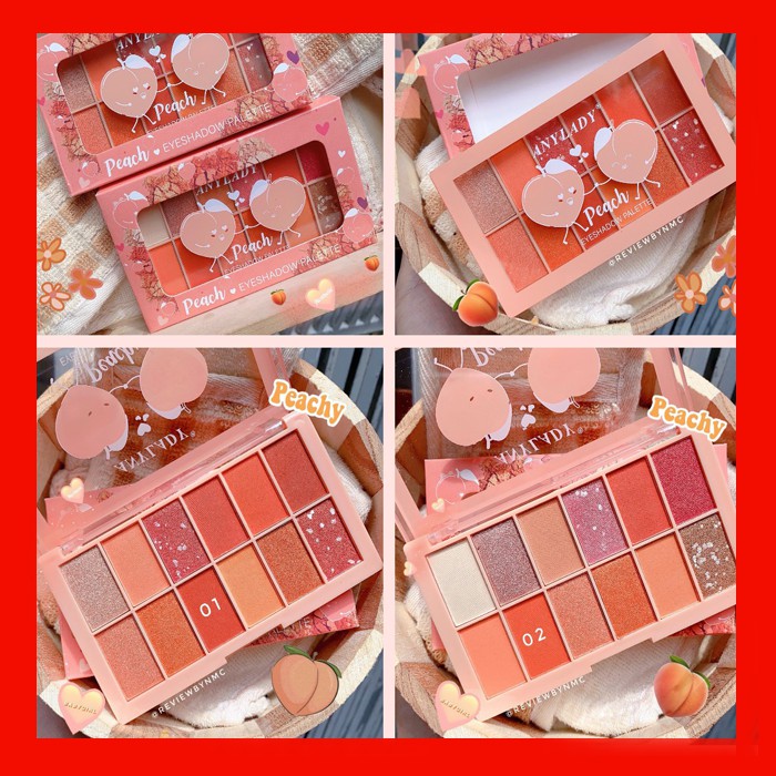 PHẤN MẮT 12 Ô PEACH ANYLADY Tông Cam