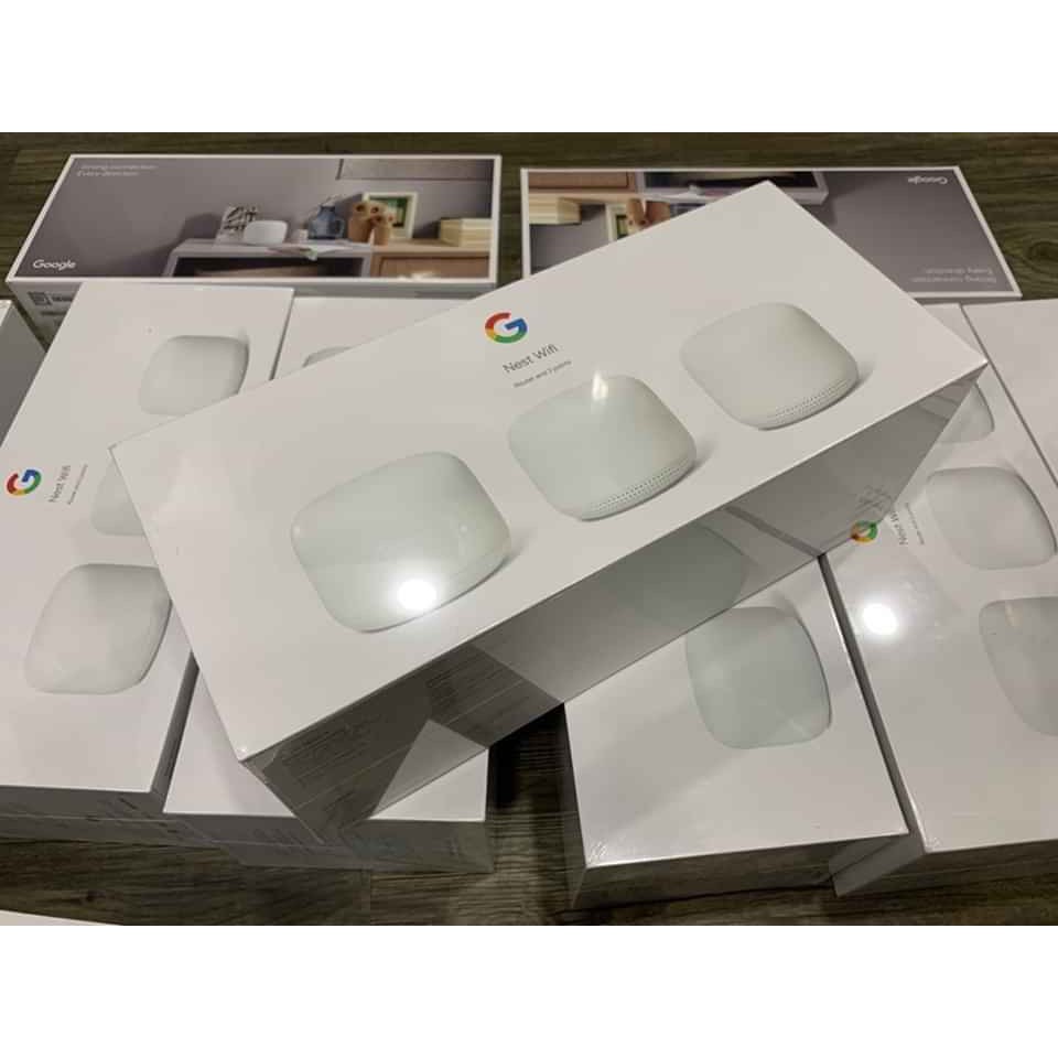 Google Nest Wifi thế hệ mới 3 pack (1 Router + 2 Point) Tích hợp trợ lý ảo Google Assistant, hàng nguyên seal - US.