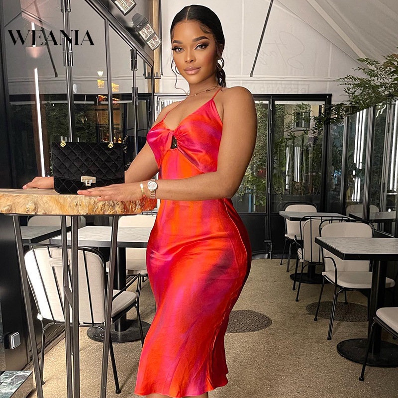 Đầm Dây In Khối Màu Sắc Thời Trang Mùa Hè Dành Cho Nữ