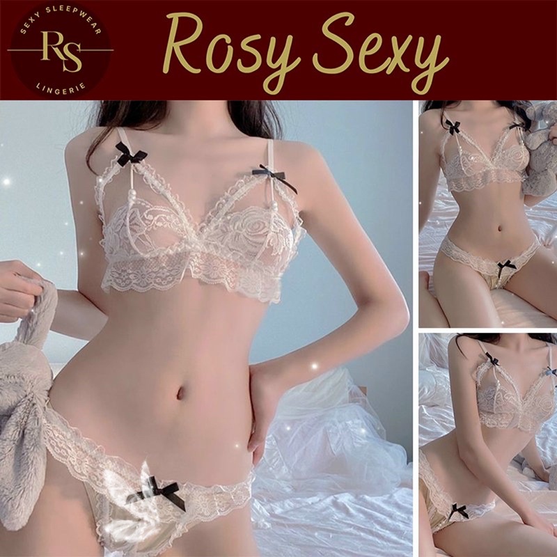 Bộ nội y ren đính nơ quần lót ren sexy bốc lửa QL135