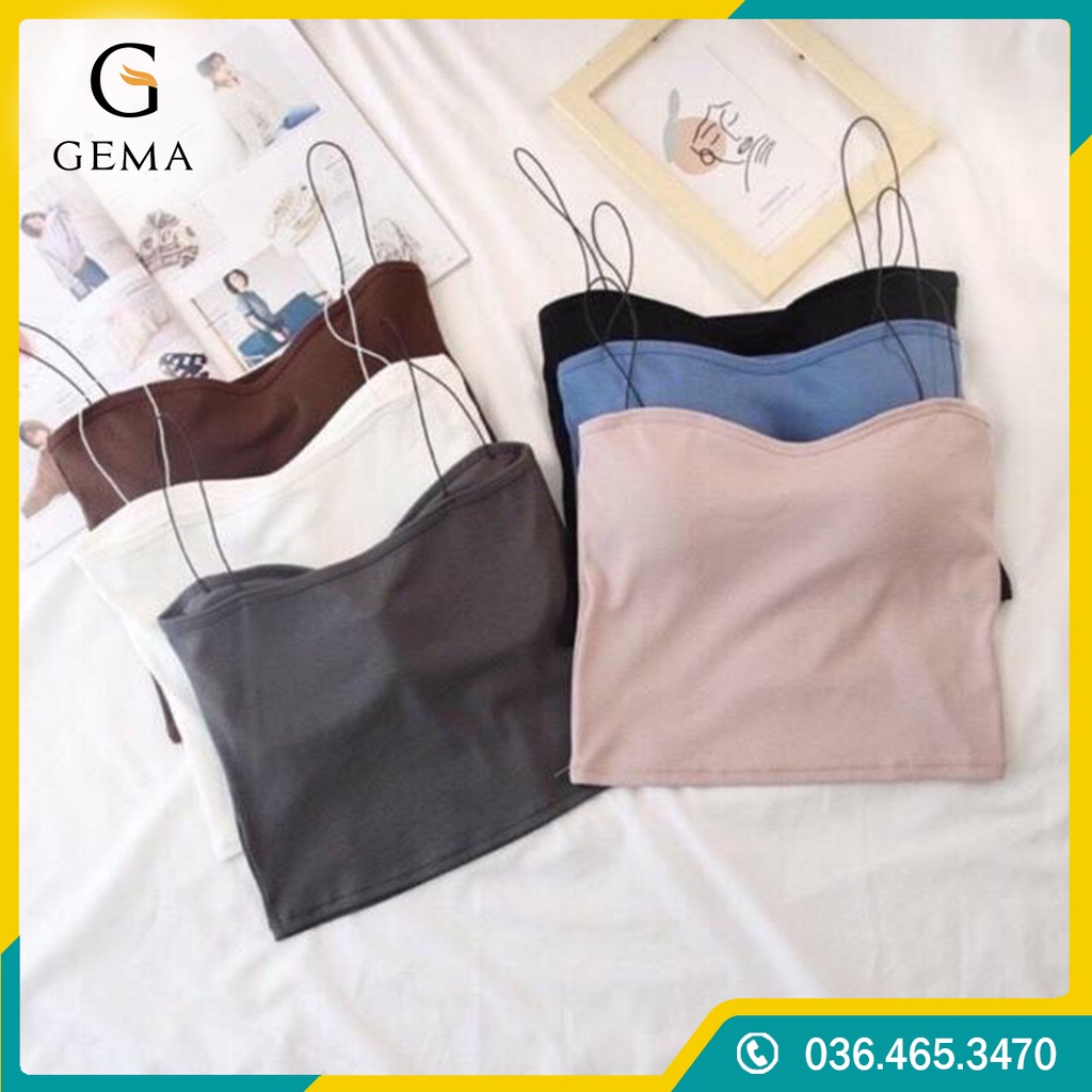 Áo 2 Dây Sợi Bún Có Lót Ngực, Bra 2 Dây Mảnh Dáng Lửng, Áo 2 Dây Croptop có mút ngực_6 màu