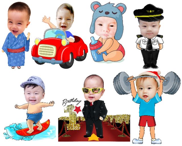 Thiết kế hình Chibi cho bé trang trí tiệc sinh nhật theo yêu cầu | BigBuy360 - bigbuy360.vn
