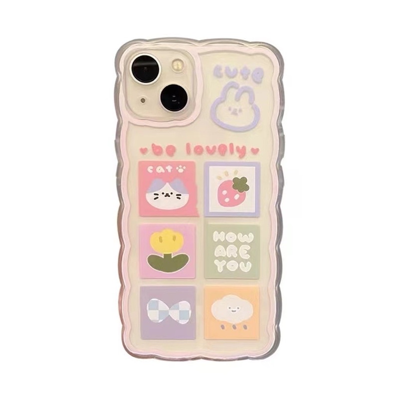 (SIÊU RẺ) Ốp lưng iphone viền sóng ô vuông be lovely 7plus/8/8plus/x/xr/xs/11/12/13/pro/max/plus/promax