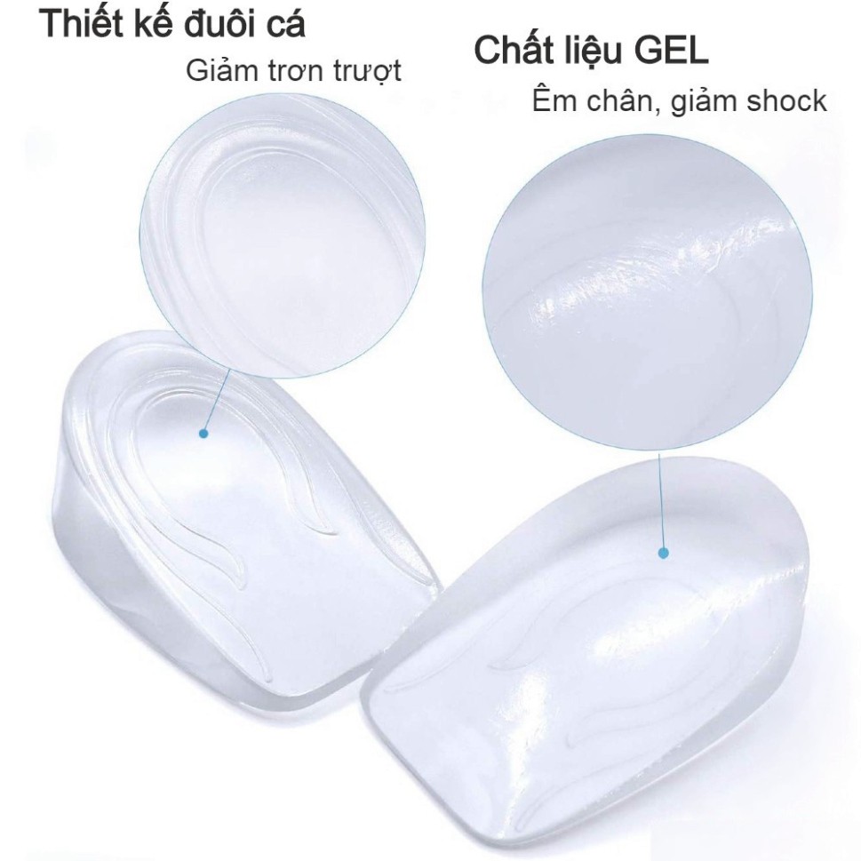 Miếng lót độn đế giày tăng chiều cao silicon trong suốt tăng đến 3cm