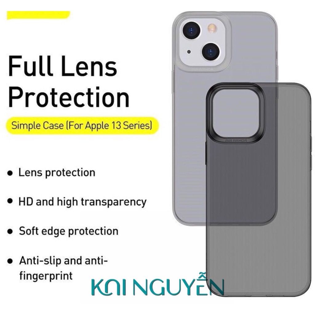 Ốp lưng siêu mỏng, trong suốt Baseus Simple Case chống sốc bảo vệ camera cho iPhone 13 Pro Max/13 Pro/13 - Chính hãng