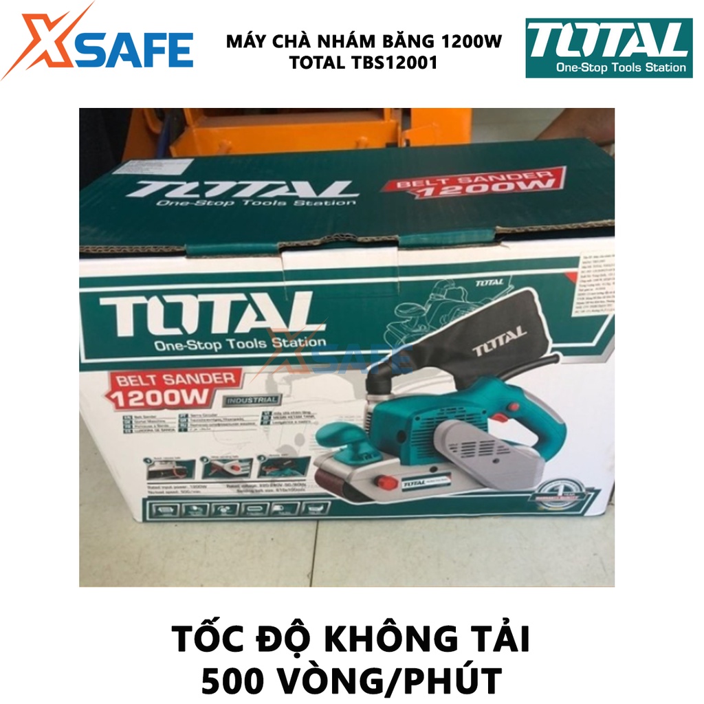 Máy chà nhám băng Total TBS12001 Máy chà cầm tay Công suất 1200W Tốc độ không tải 500 vòng/ph - Chính hãng