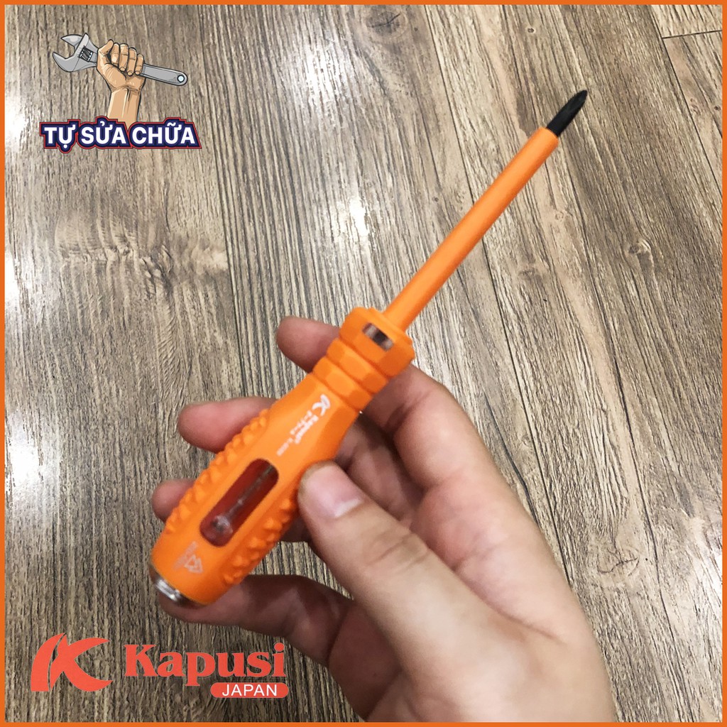 Bút thử điện Kapusi K-9086 chống vỡ kiêm tô vít 4 cạnh và 2 cạnh 4x160mm