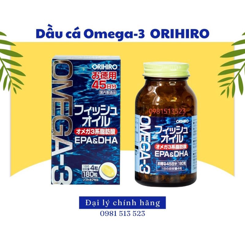 Viên uống dầu cá OMEGA 3 hỗ trợ tim mạch ORIHIRO 180 viên