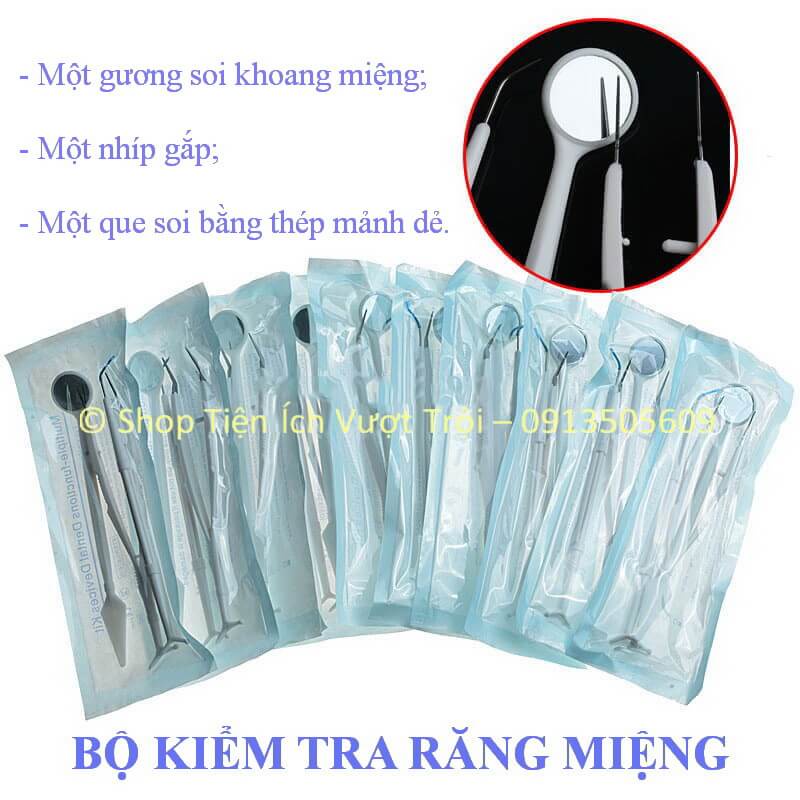 Bộ sản phẩm kiểm tra chăm sóc răng miệng tại nhà bao gồm, gương kiểm tra răng miệng, nhíp gắp - Shop Tiện Ích Vượt Trội