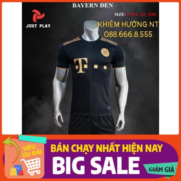 Áo đá bóng CLB Bayern Munich Sân Khách "Đen" 2021-2022 Thun lạnh cao cấp chuẩn thi đấu !