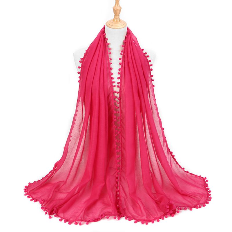 Khăn Choàng Cổ Bằng Cotton Linen Màu Trơn Tua Rua 180x80cm Cho Nữ