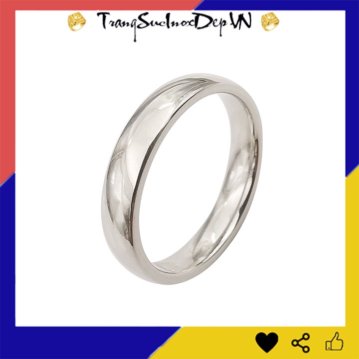 Nhẫn mo tròn inox bản 4mm khắc tên theo yêu cầu - Tặng hộp đựng xinh xắn