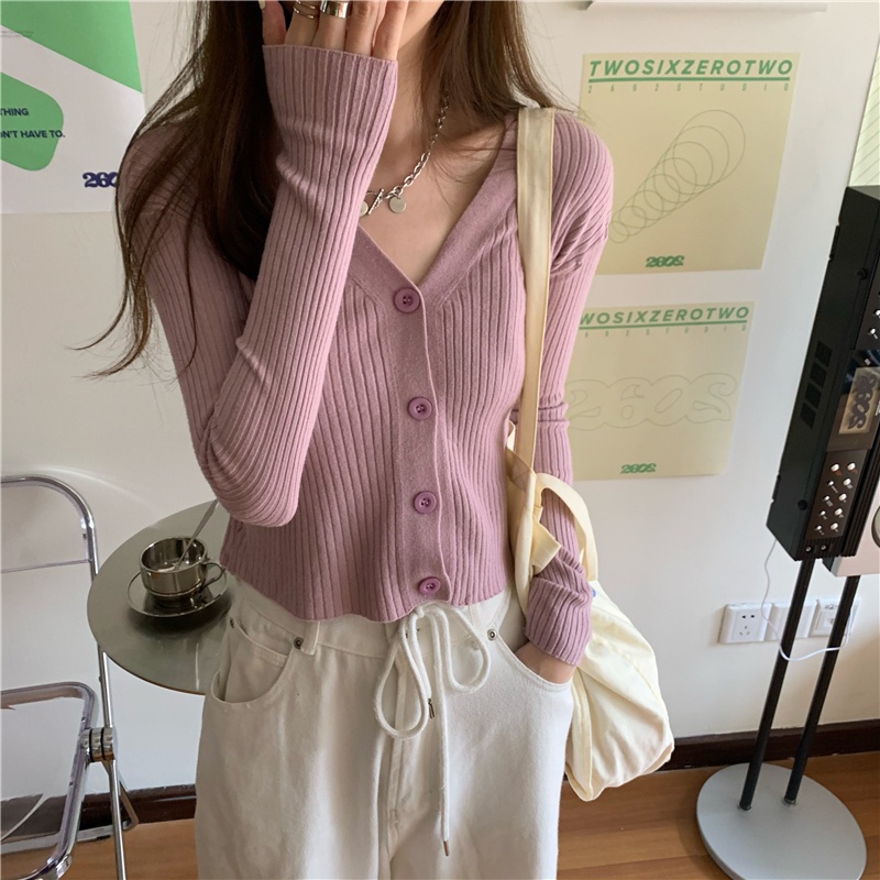 Áo Len Cổ Chữ V Mềm Mại Phong Cách Hàn Quốc Cho Nữ