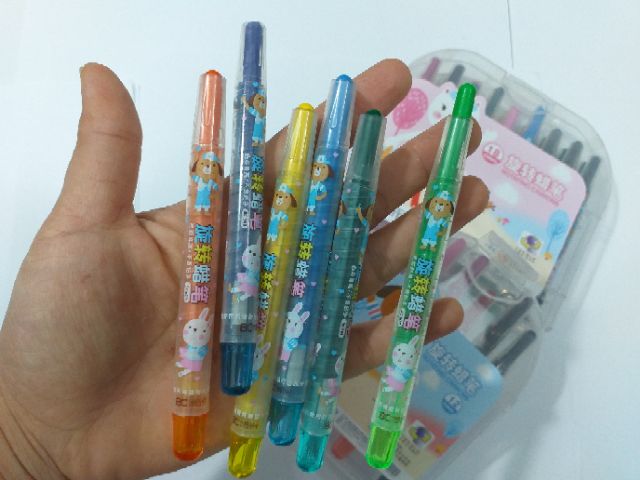 Bút sáp màu vặn 12-18 màu có hộp đựng siêu xinh / sáp vặn