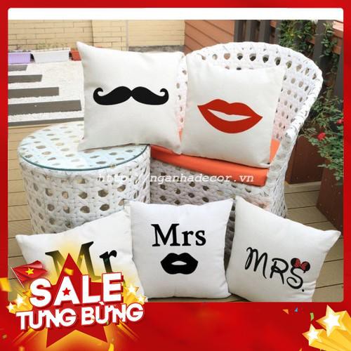 vỏ gối Mr & Mrs [Rẻ Vô Địch]