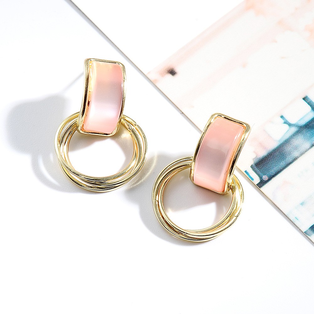 Khuyên tai bạc 925 đính đá opal phong cách họa tiết đơn giản