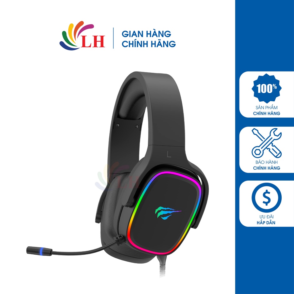 Tai nghe chụp tai có dây Gaming Havit H2029U - Hàng chính hãng - Dây dài 2.2 m, màng loa lớn, âm thanh sống động