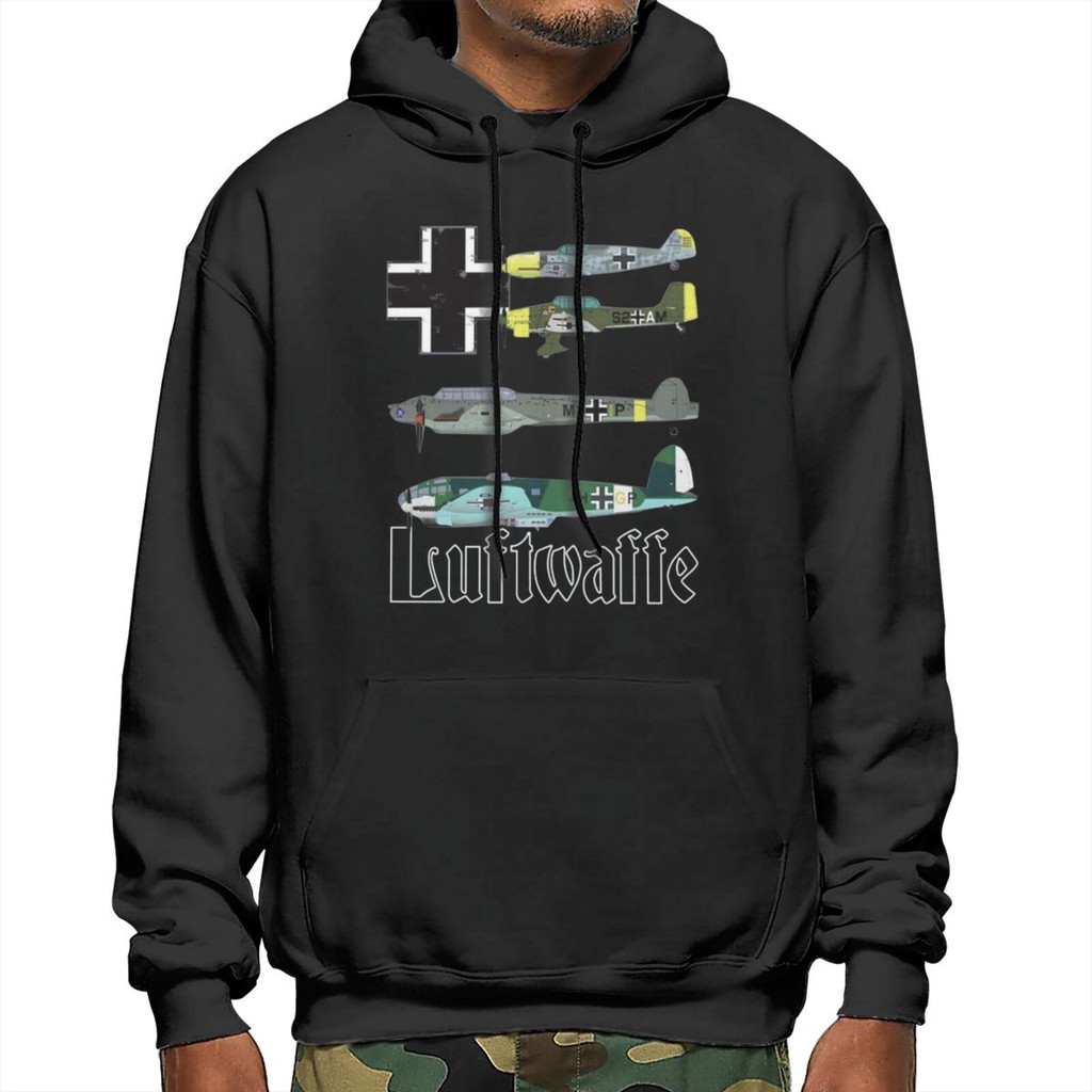 Áo hoodie sweater tay dài cổ tròn thoải mái in hình máy bay Luftwaffe Messerschmitt Bf 109 Stuka Heinkel He 111