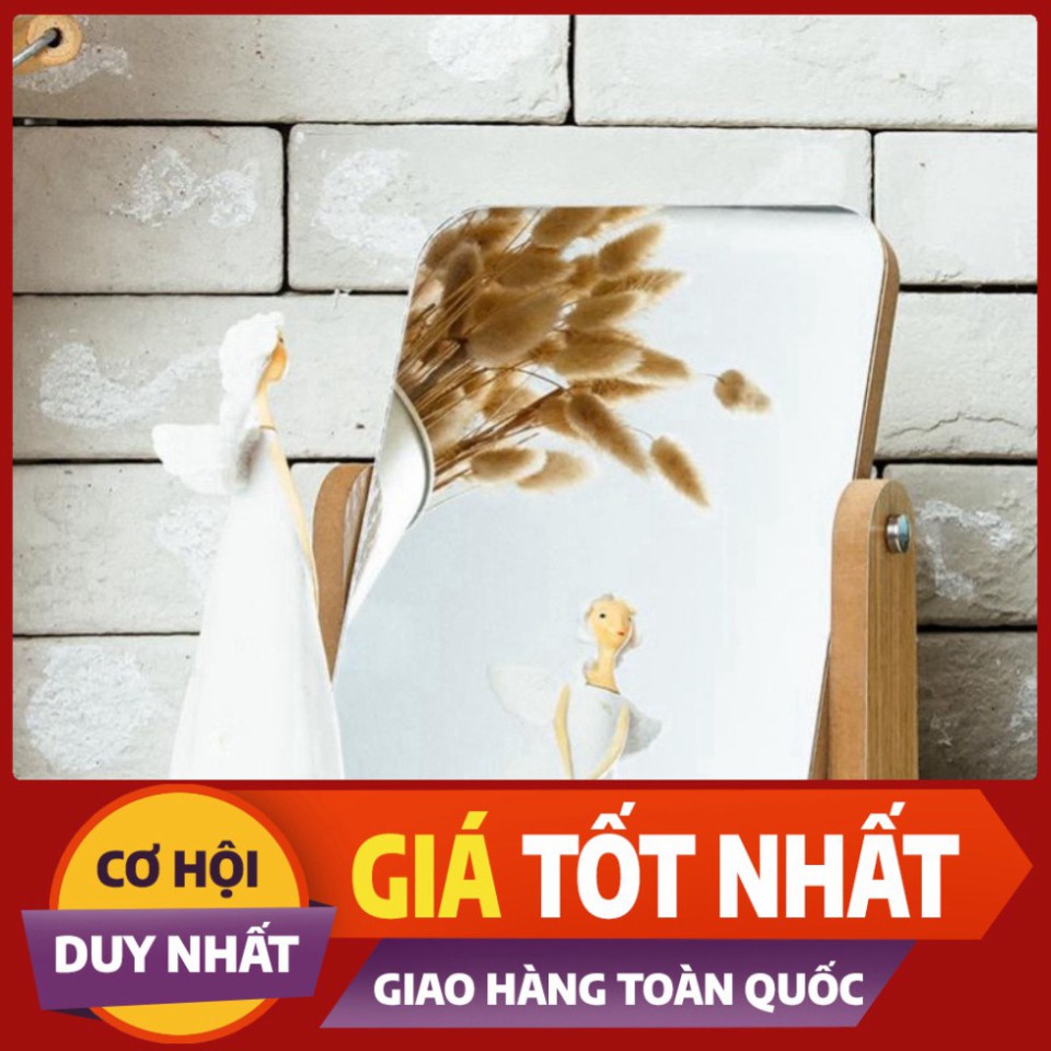 Gương để bàn trang điểm khung gỗ xoay 360 độ trang trí phòng - vintage decor size lớn [DECORBYME]