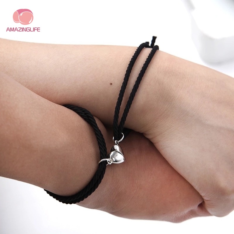 Set 2 Vòng Tay Dây Cao Su Bện Co Dãn Dễ Thương Cho Cặp Đôi / Tình Bạn