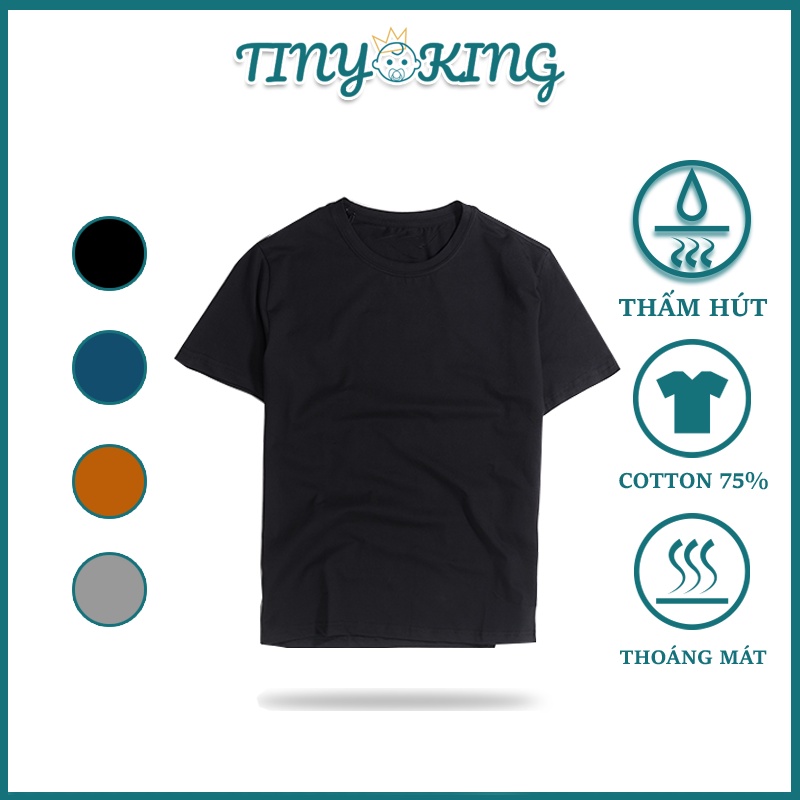 Áo thun nam trơn tay ngắn KING Áo phông ngắn tay nam màu trắng đen, vải cotton lạnh mặt siêu mát V01