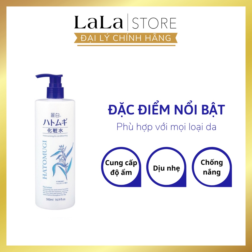 Nước Hoa Hồng Dưỡng Ẩm Trắng Da Hatomugi Ý Dĩ Nhật Bản 500ml