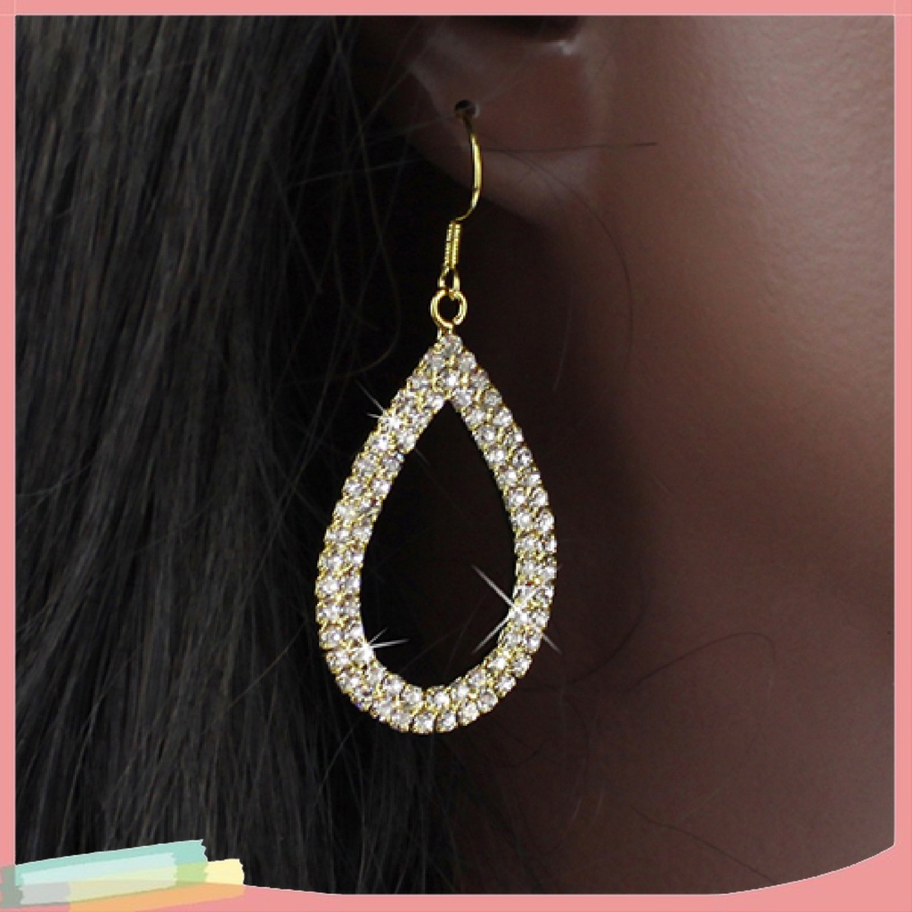 [LK] - - Bông Tai Dạng Vòng Hình Giọt Nước Tinh Tế Thoải Mái Trang Trí Lễ Hội