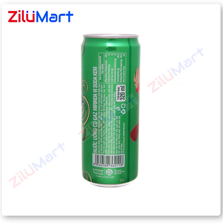 [HỎA TỐC HCM] Lốc 6 lon nước ngọt Mirinda vị soda kem loại 320ml
