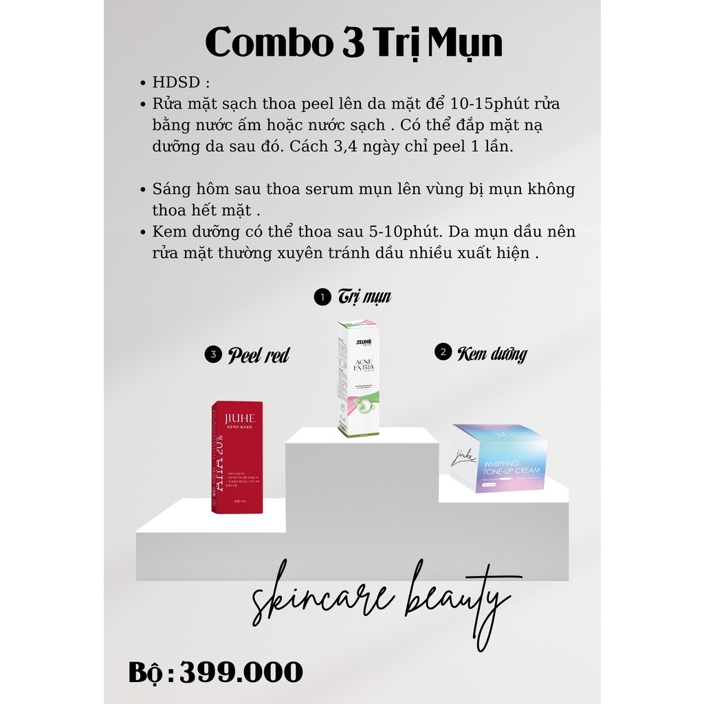 Combo cho face -Combo ngừa mụn: Serum acnes extra+ Kem face+Serum peel da sinh học red jiuhe Thanh Tô cosmetic(CHÍNHHÃNG