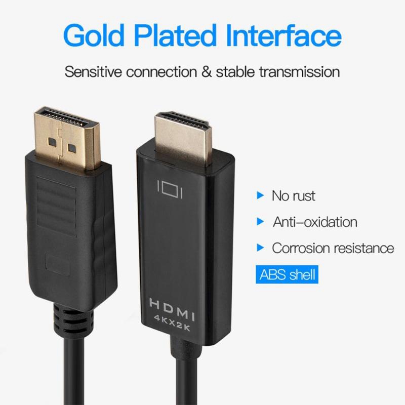 DP TO HDMI Adapter Cable DP to HDMI Cable Extension Cable 1.8 M 4Kx2K Notebook Converter HD Cable