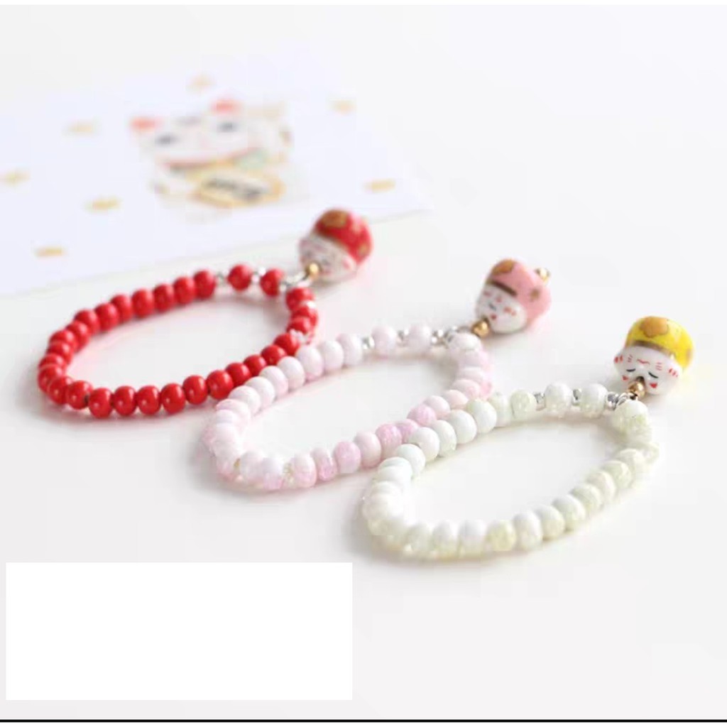 Vòng tay nữ dễ thương mèo thần tài may mắn Maneki neko vòng sứ - The Sóc's Jewelry
