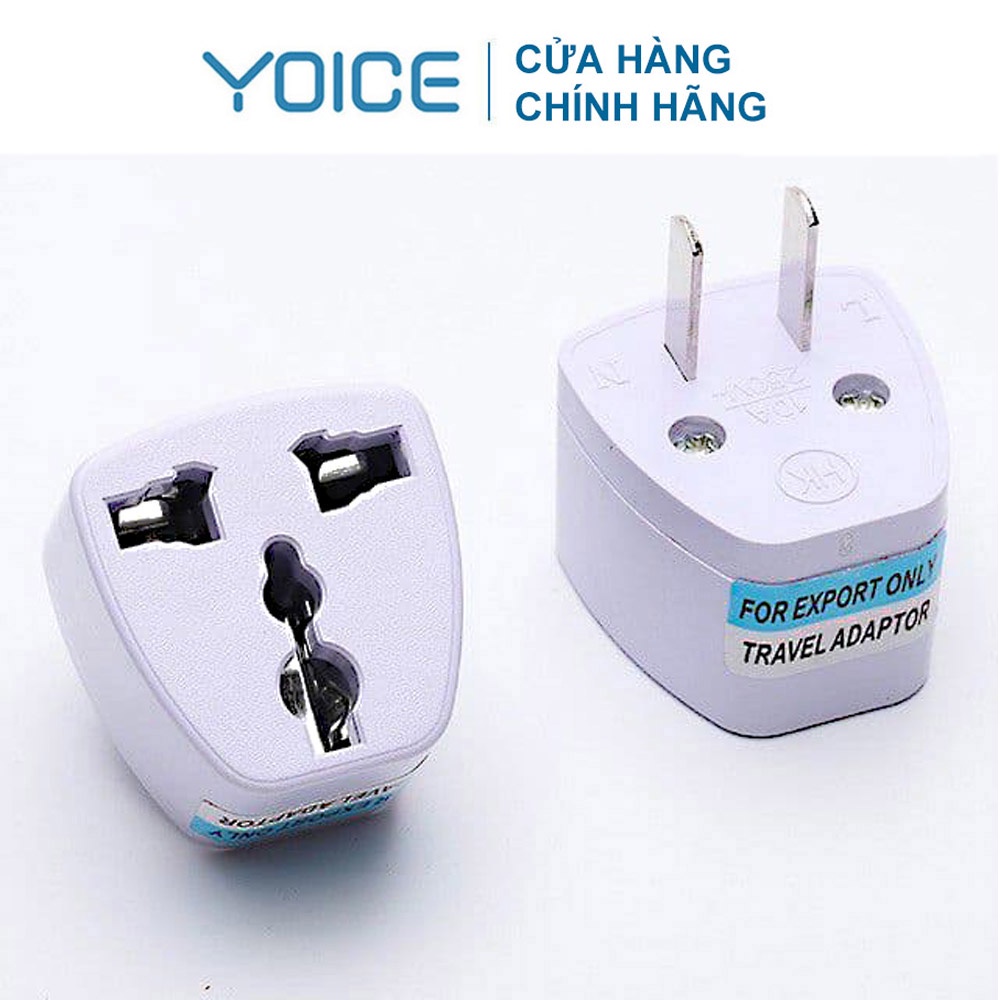 Ổ chuyển đổi YOICE phích cắm từ 3 chân sang 2 chân an toàn cách điện tốt, nguồn 220V chân dẹt