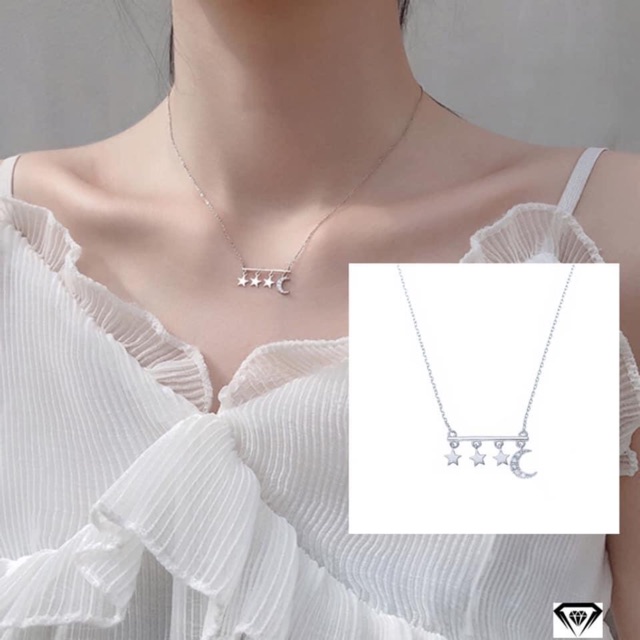 DÂY CHUYỀN BẠC MẶT TRĂNG SAO NGANG SIÊU XINH