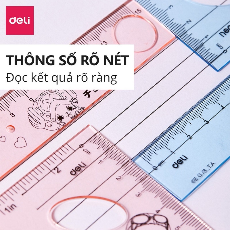 Bộ 4 dụng cụ eke học sinh One Piece Deli H17 / Bộ thước Eke Deli 17