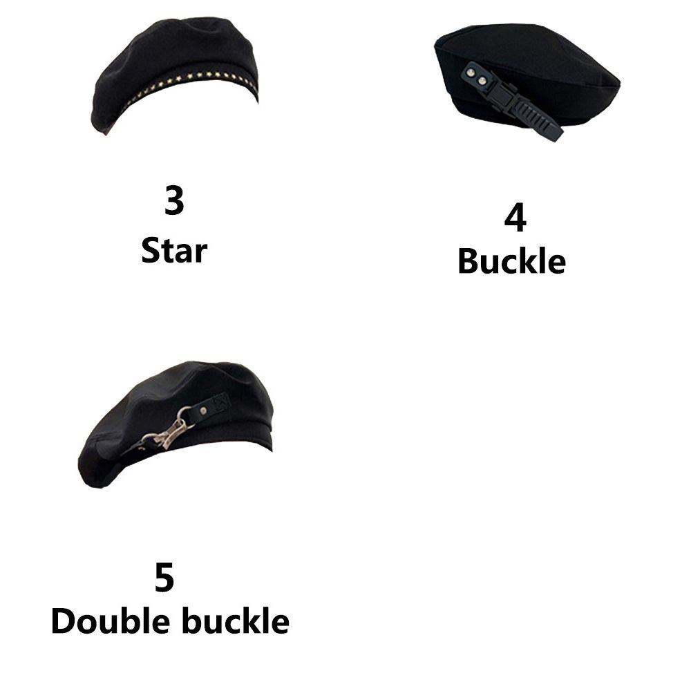 Mũ beret phối khoen kim loại họa tiết ngôi sao phong cách Pháp thời trang dễ phối đồ 2022