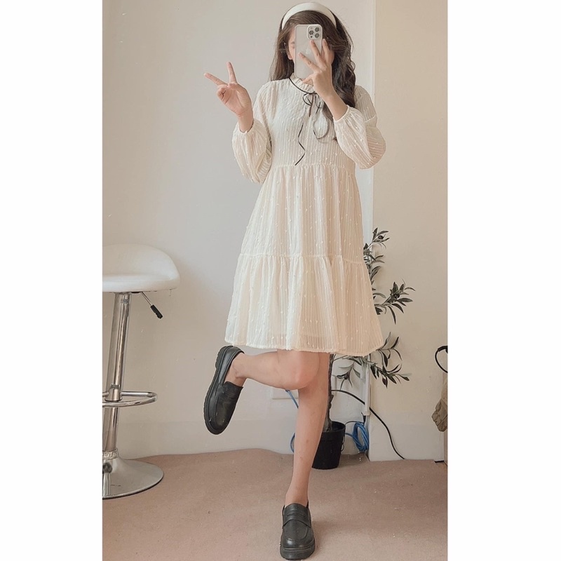Váy babydoll hạt gạo kiểu dáng tiểu thư hai màu xinh