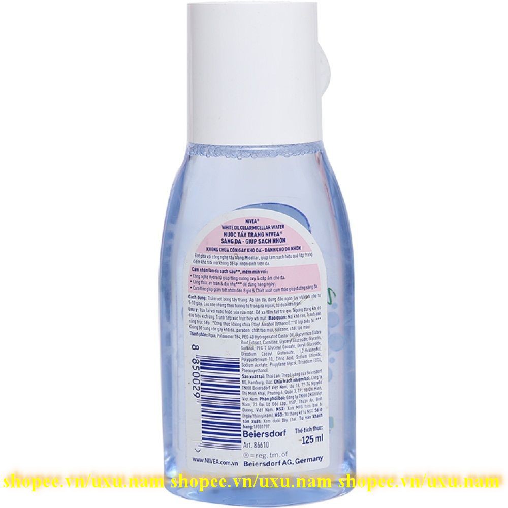 Nước Tẩy Trang 125Ml Nivea Tím Cho Da Mụn Acne Care Make Up Clear Micellar Water Chính Hãng.