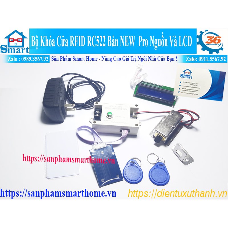 Bộ khóa cửa RFID rc522 new kèm nguồn và LCD