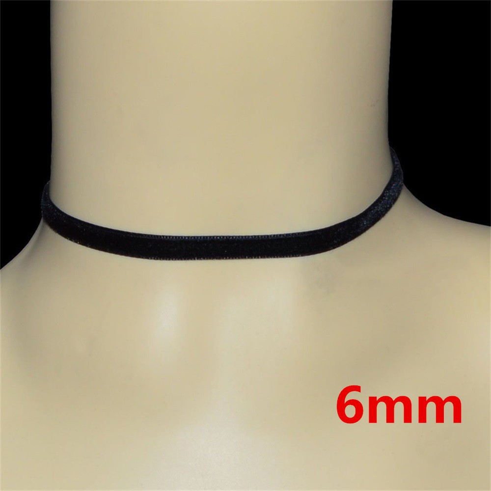 Dây chuyền choker phối vải nhung màu đen đơn giản nhiều kích cỡ tùy chọn