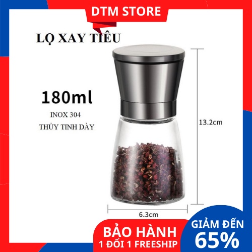 Dụng cụ xay tiêu cầm tay trong suốt - Lọ xay hạt tiêu cầm tay siêu nhanh bằng thủy tinh DTM Store
