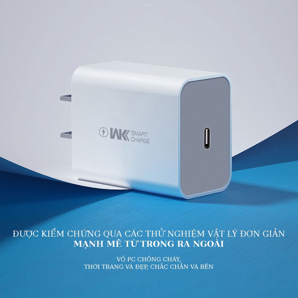 Củ sạc PD 20W WK WP-U55 hỗ trợ sạc nhanh các dòng điện thoại thế hệ mới - ORIO