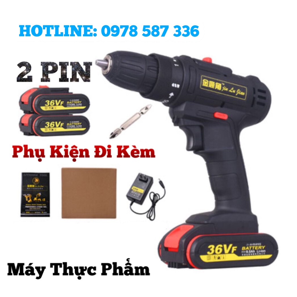 Máy khoan, bắt vít dùng pin Chính hãng 36V 2Pin kèm hộp phụ kiện