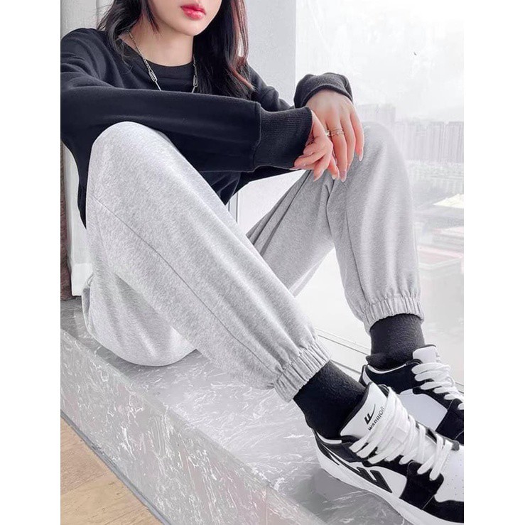Quần Jogger nữ trơn ống rộng bo gấu chất da cá- Quần nữ thu đông chất đẹp
